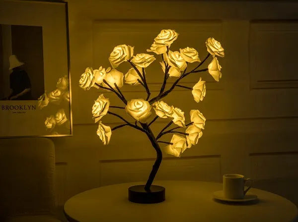 Rose Flower Lamp USB Battery Operated LED Table Lamp Bonsai Tree Night Lights Garland Bedroom Decoration Lights Home Decor - Bellarte Enchanté Rose Flower Lamp USB Battery Operated LED Table Lamp Bonsai Tree Night Lights Garland Bedroom Decoration Lights Home Decor