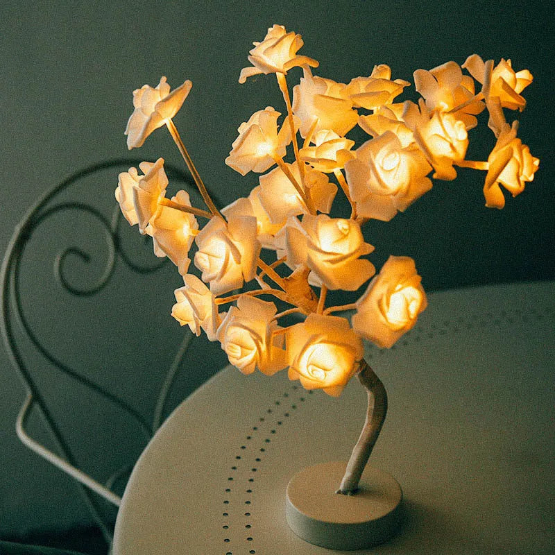 Rose Flower Lamp USB Battery Operated LED Table Lamp Bonsai Tree Night Lights Garland Bedroom Decoration Lights Home Decor - Bellarte Enchanté Rose Flower Lamp USB Battery Operated LED Table Lamp Bonsai Tree Night Lights Garland Bedroom Decoration Lights Home Decor