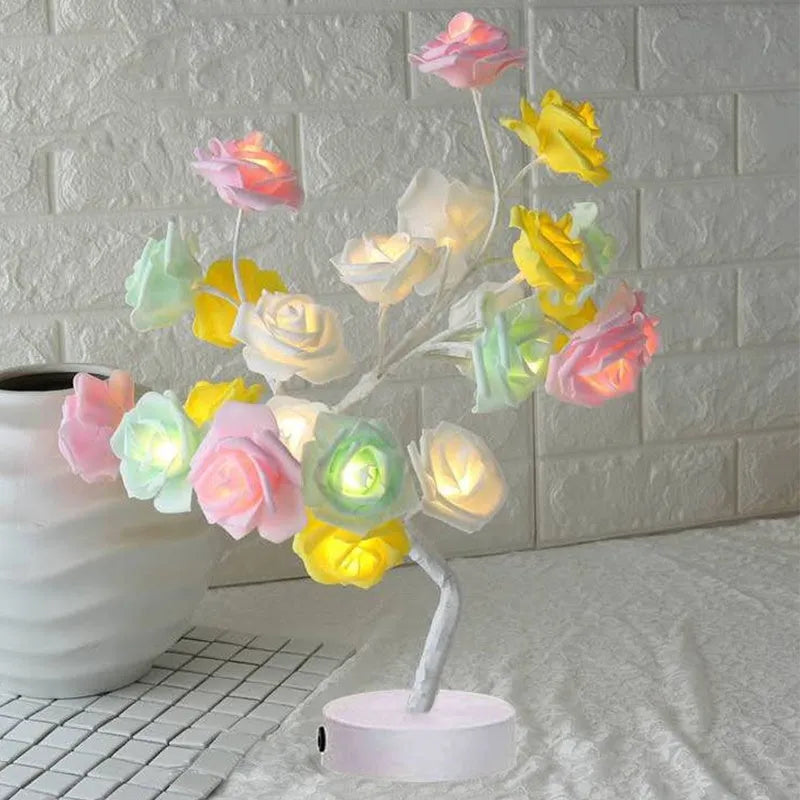 Rose Flower Lamp USB Battery Operated LED Table Lamp Bonsai Tree Night Lights Garland Bedroom Decoration Lights Home Decor - Bellarte Enchanté Rose Flower Lamp USB Battery Operated LED Table Lamp Bonsai Tree Night Lights Garland Bedroom Decoration Lights Home Decor