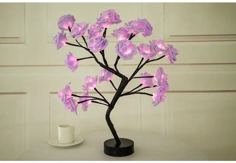 Rose Flower Lamp USB Battery Operated LED Table Lamp Bonsai Tree Night Lights Garland Bedroom Decoration Lights Home Decor - Bellarte Enchanté Rose Flower Lamp USB Battery Operated LED Table Lamp Bonsai Tree Night Lights Garland Bedroom Decoration Lights Home Decor
