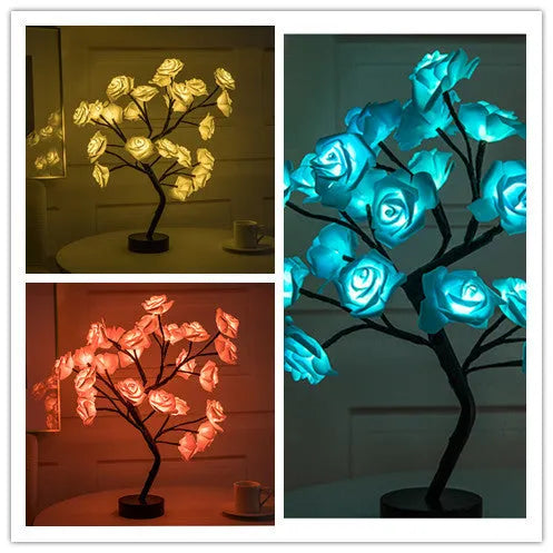 Rose Flower Lamp USB Battery Operated LED Table Lamp Bonsai Tree Night Lights Garland Bedroom Decoration Lights Home Decor - Bellarte Enchanté Rose Flower Lamp USB Battery Operated LED Table Lamp Bonsai Tree Night Lights Garland Bedroom Decoration Lights Home Decor