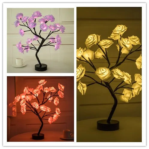 Rose Flower Lamp USB Battery Operated LED Table Lamp Bonsai Tree Night Lights Garland Bedroom Decoration Lights Home Decor - Bellarte Enchanté Rose Flower Lamp USB Battery Operated LED Table Lamp Bonsai Tree Night Lights Garland Bedroom Decoration Lights Home Decor