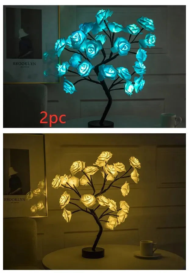 Rose Flower Lamp USB Battery Operated LED Table Lamp Bonsai Tree Night Lights Garland Bedroom Decoration Lights Home Decor - Bellarte Enchanté Rose Flower Lamp USB Battery Operated LED Table Lamp Bonsai Tree Night Lights Garland Bedroom Decoration Lights Home Decor