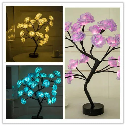 Rose Flower Lamp USB Battery Operated LED Table Lamp Bonsai Tree Night Lights Garland Bedroom Decoration Lights Home Decor - Bellarte Enchanté Rose Flower Lamp USB Battery Operated LED Table Lamp Bonsai Tree Night Lights Garland Bedroom Decoration Lights Home Decor