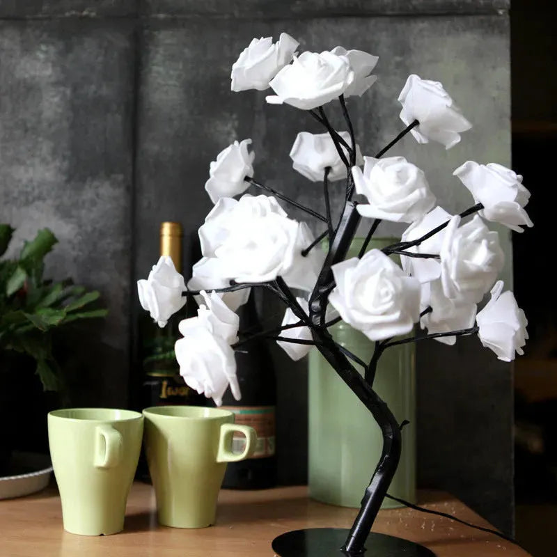 Rose Flower Lamp USB Battery Operated LED Table Lamp Bonsai Tree Night Lights Garland Bedroom Decoration Lights Home Decor - Bellarte Enchanté Rose Flower Lamp USB Battery Operated LED Table Lamp Bonsai Tree Night Lights Garland Bedroom Decoration Lights Home Decor