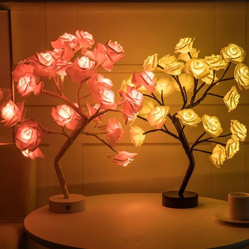 Rose Flower Lamp USB Battery Operated LED Table Lamp Bonsai Tree Night Lights Garland Bedroom Decoration Lights Home Decor - Bellarte Enchanté Rose Flower Lamp USB Battery Operated LED Table Lamp Bonsai Tree Night Lights Garland Bedroom Decoration Lights Home Decor