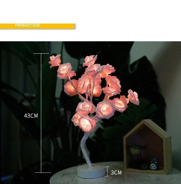 Rose Flower Lamp USB Battery Operated LED Table Lamp Bonsai Tree Night Lights Garland Bedroom Decoration Lights Home Decor - Bellarte Enchanté Rose Flower Lamp USB Battery Operated LED Table Lamp Bonsai Tree Night Lights Garland Bedroom Decoration Lights Home Decor