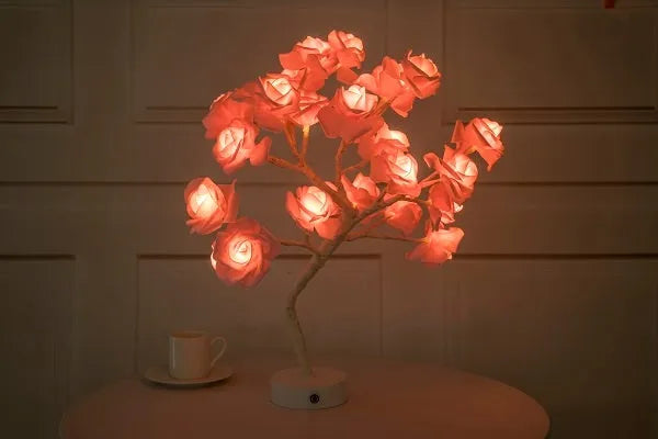 Rose Flower Lamp USB Battery Operated LED Table Lamp Bonsai Tree Night Lights Garland Bedroom Decoration Lights Home Decor - Bellarte Enchanté Rose Flower Lamp USB Battery Operated LED Table Lamp Bonsai Tree Night Lights Garland Bedroom Decoration Lights Home Decor