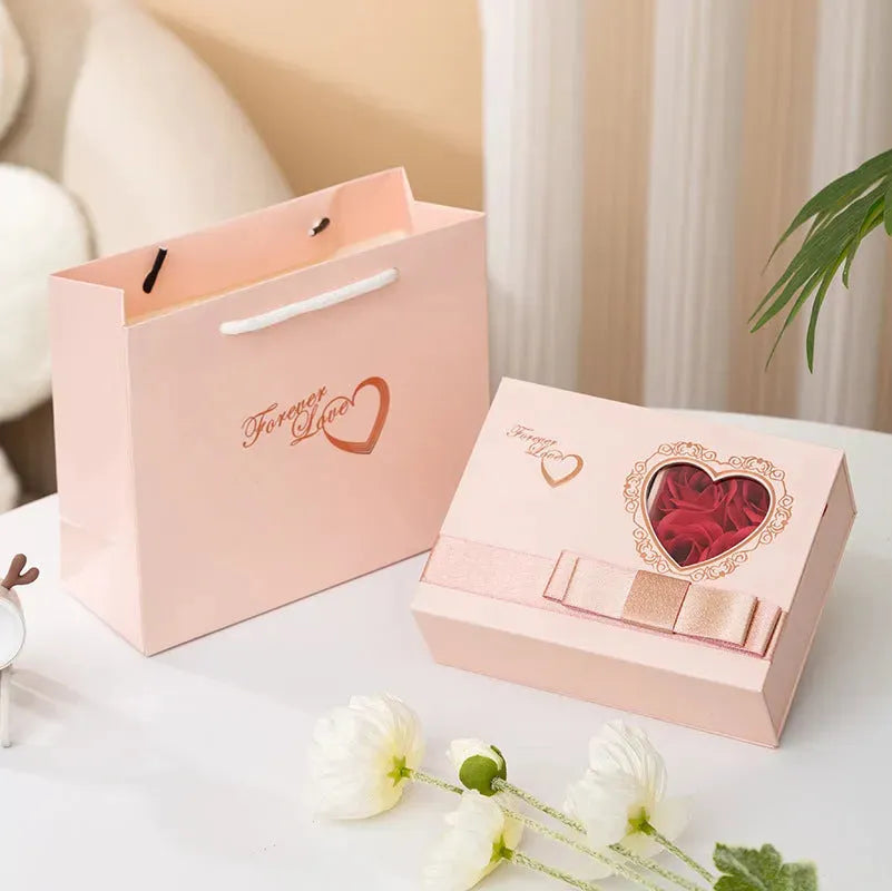 Roses Love Jewelry Box Valentine's Day Necklace Ring Ear Studs - Bellarte Enchanté Roses Love Jewelry Box Valentine's Day Necklace Ring Ear Studs