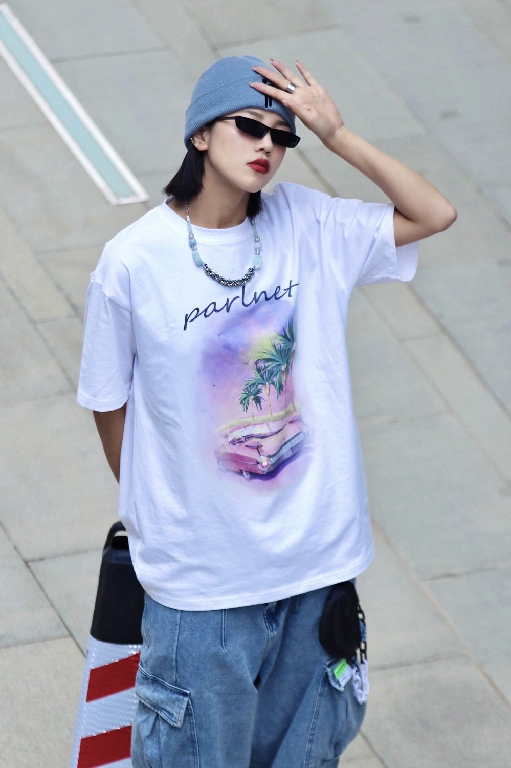 Round Neck Men And Women Couple Loose Print T-shirt - Bellarte Enchanté Round Neck Men And Women Couple Loose Print T-shirt