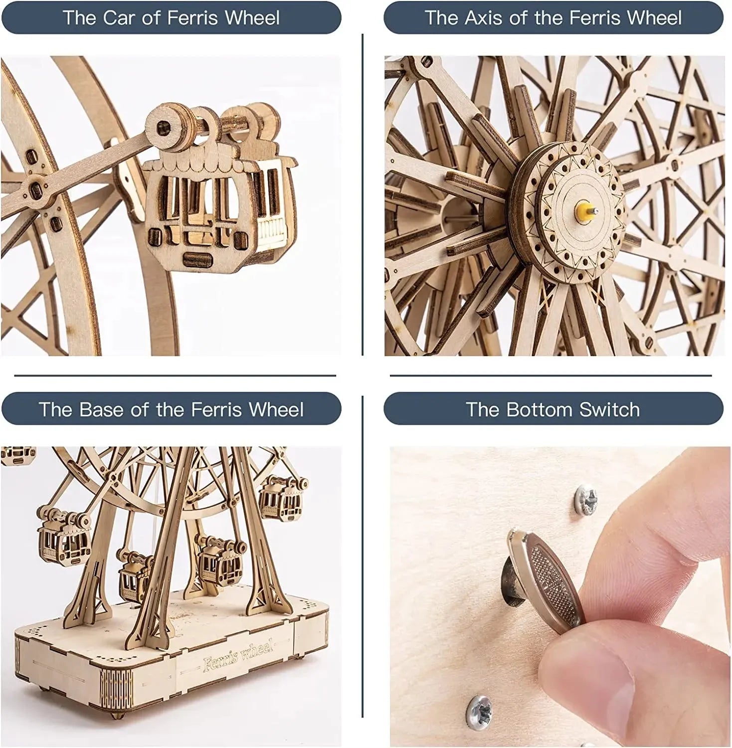 Rowood 3D Puzzles For Adults Model Kits For AdultsWooden Music BoxDIY Craft Kits For Adults Teen Boy Gifts On Birthday Christmas Ferris Wheel - Bellarte Enchanté Rowood 3D Puzzles For Adults Model Kits For AdultsWooden Music BoxDIY Craft Kits For Adults Teen Boy Gifts On Birthday Christmas Ferris Wheel