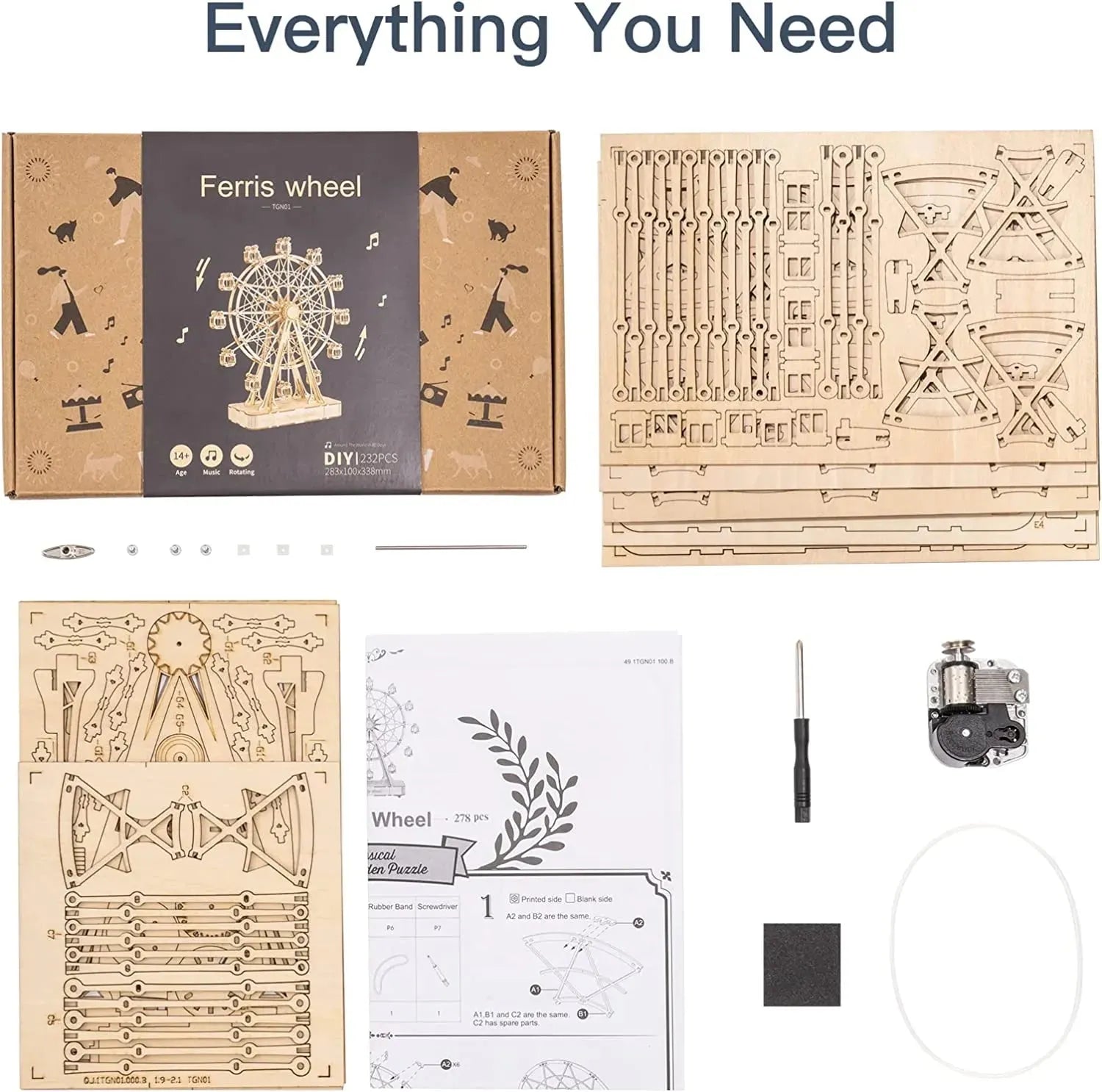 Rowood 3D Puzzles For Adults Model Kits For AdultsWooden Music BoxDIY Craft Kits For Adults Teen Boy Gifts On Birthday Christmas Ferris Wheel - Bellarte Enchanté Rowood 3D Puzzles For Adults Model Kits For AdultsWooden Music BoxDIY Craft Kits For Adults Teen Boy Gifts On Birthday Christmas Ferris Wheel