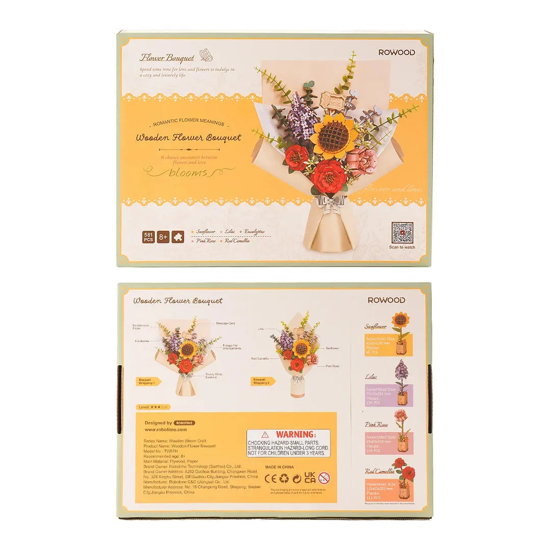 Rowood Wooden Flower Bouquet Puzzle Hand-Make Eco-friend Materials Romantic Gift - Bellarte Enchanté Rowood Wooden Flower Bouquet Puzzle Hand-Make Eco-friend Materials Romantic Gift
