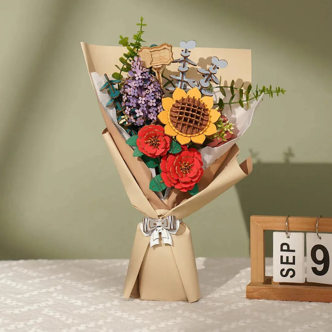 Rowood Wooden Flower Bouquet Puzzle Hand-Make Eco-friend Materials Romantic Gift - Bellarte Enchanté Rowood Wooden Flower Bouquet Puzzle Hand-Make Eco-friend Materials Romantic Gift