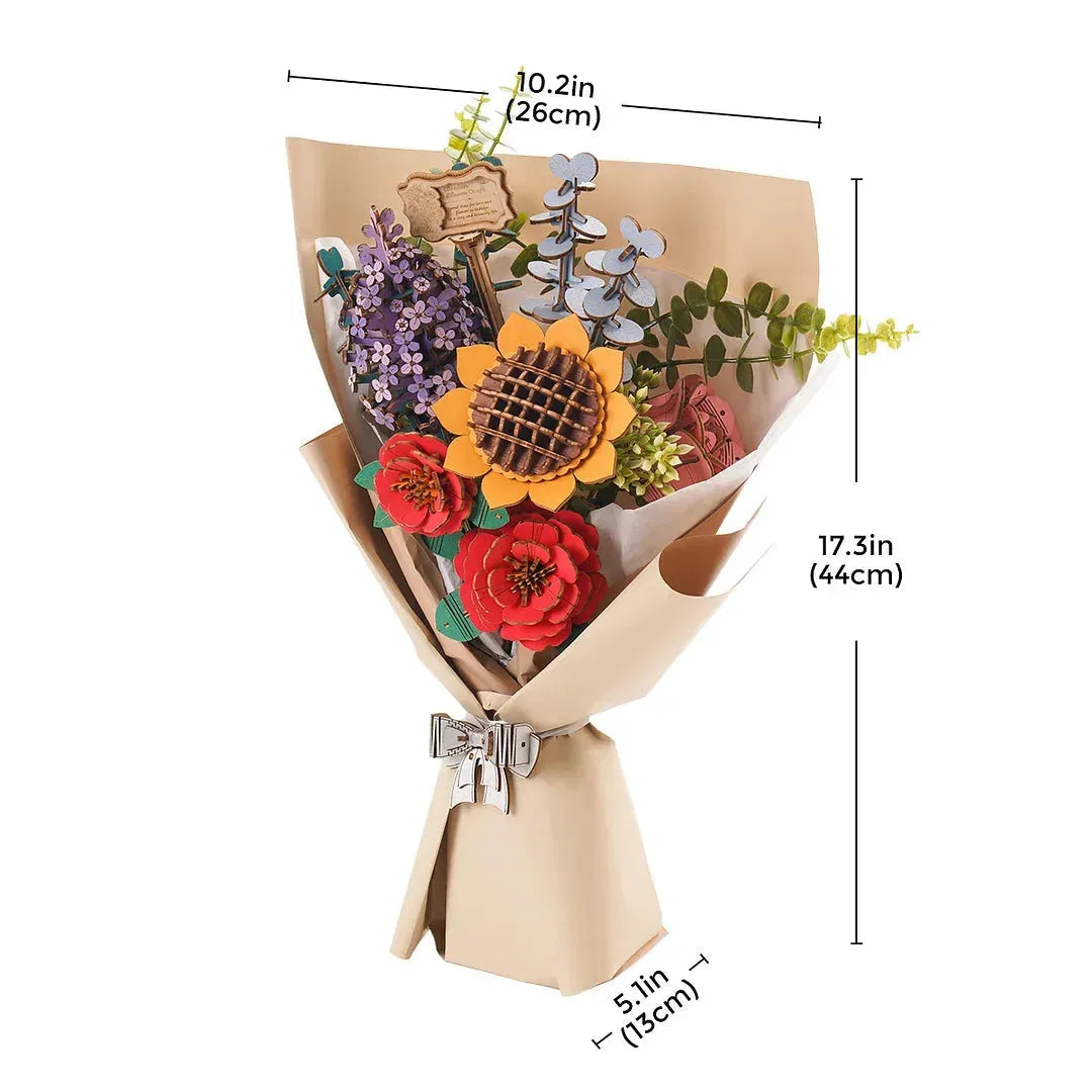 Rowood Wooden Flower Bouquet Puzzle Hand-Make Eco-friend Materials Romantic Gift - Bellarte Enchanté Rowood Wooden Flower Bouquet Puzzle Hand-Make Eco-friend Materials Romantic Gift