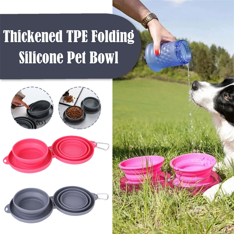 Rubber Foldable Double Bowl Pet Feeding Bowl Pets Supplies Dog Cat Bowls - Bellarte Enchanté Rubber Foldable Double Bowl Pet Feeding Bowl Pets Supplies Dog Cat Bowls