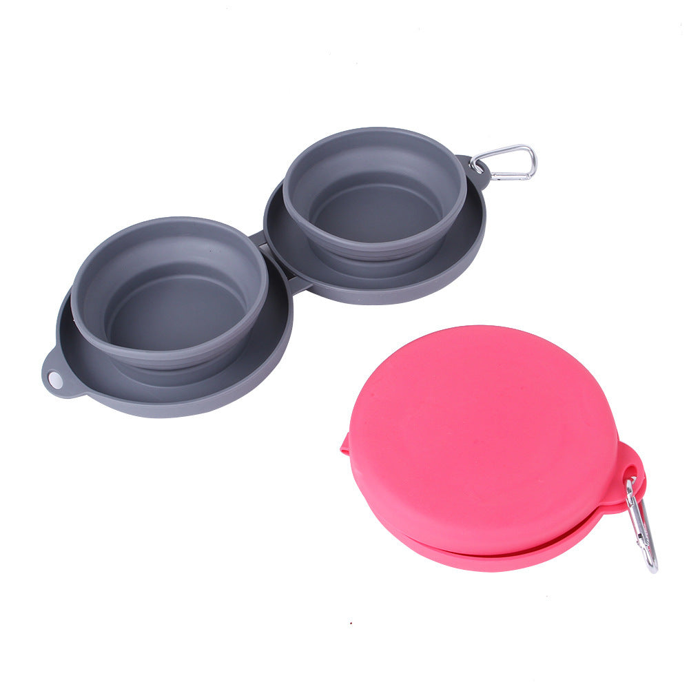 Rubber Foldable Double Bowl Pet Feeding Bowl Pets Supplies Dog Cat Bowls - Bellarte Enchanté Rubber Foldable Double Bowl Pet Feeding Bowl Pets Supplies Dog Cat Bowls