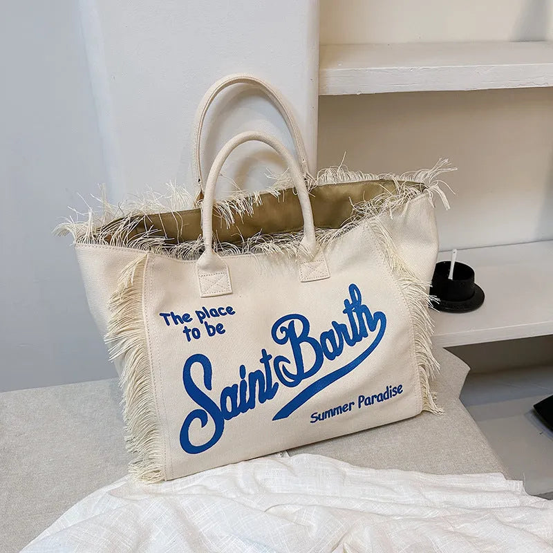 Saint Barth Women's Canvas Bag - Bellarte Enchanté Saint Barth Women's Canvas Bag