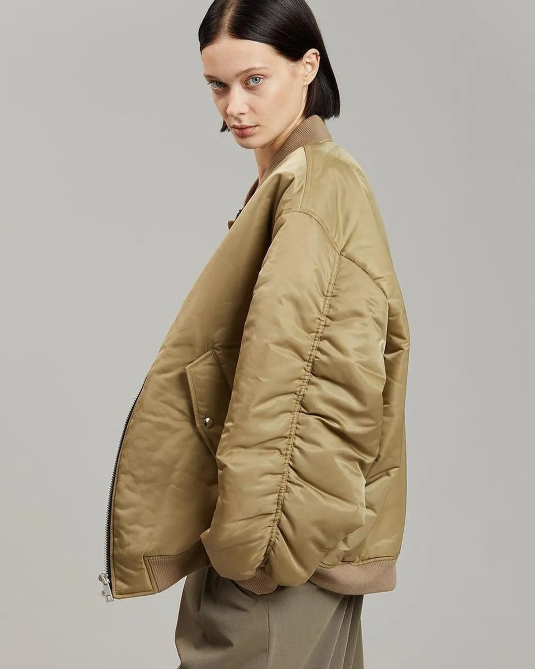 Same Loose Zip Cotton-padded Coat Flight Jacket - Bellarte Enchanté Same Loose Zip Cotton-padded Coat Flight Jacket