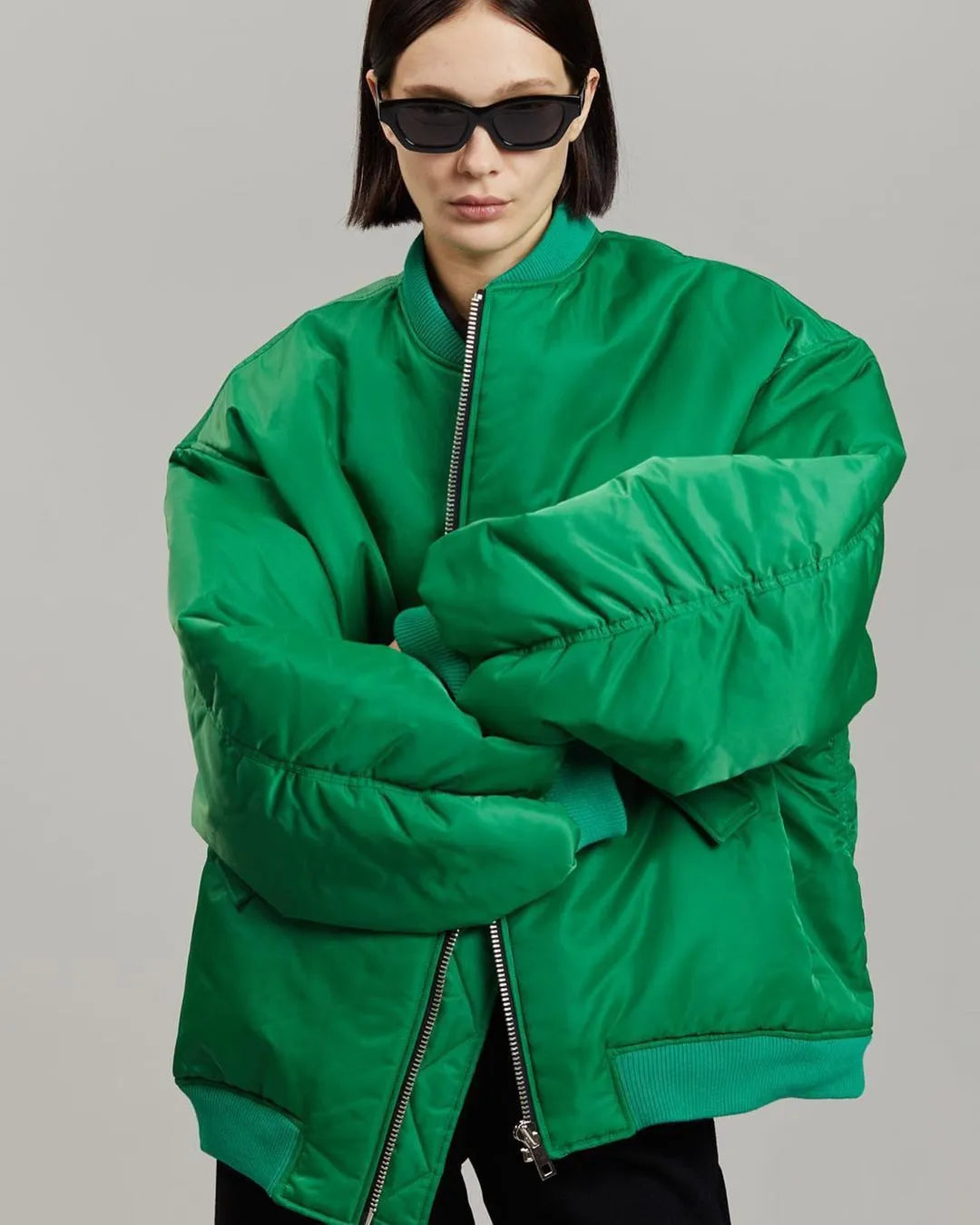 Same Loose Zip Cotton-padded Coat Flight Jacket - Bellarte Enchanté Same Loose Zip Cotton-padded Coat Flight Jacket
