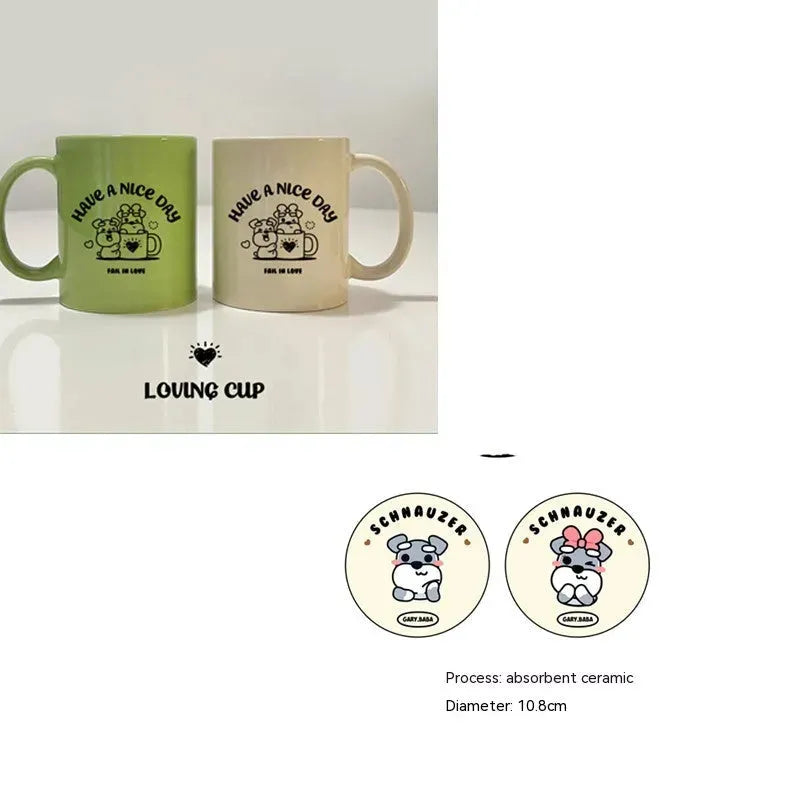 Schnauzer Puppy Couple Ceramic Cup - Bellarte Enchanté Schnauzer Puppy Couple Ceramic Cup