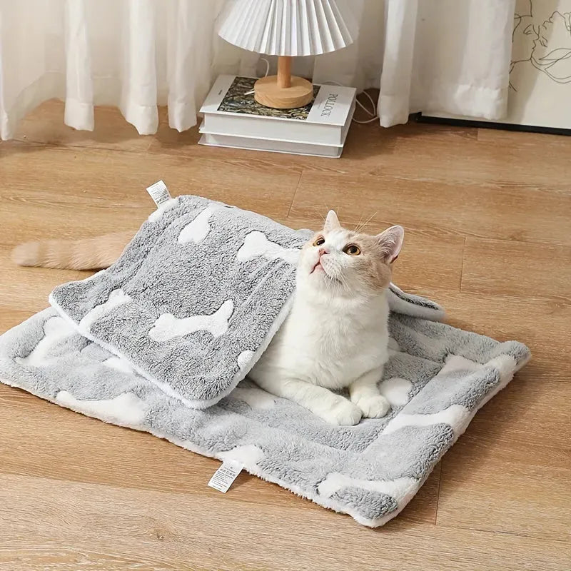 Self-Warming Cat Bed Mat Washable Dog Bed Crate Mat Soft Pet Sleeping Mat For Dogs And Cats Reversible Fleece Dog Crate Kennel Pad Cat Pet Bed - Bellarte Enchanté Self-Warming Cat Bed Mat Washable Dog Bed Crate Mat Soft Pet Sleeping Mat For Dogs And Cats Reversible Fleece Dog Crate Kennel Pad Cat Pet Bed