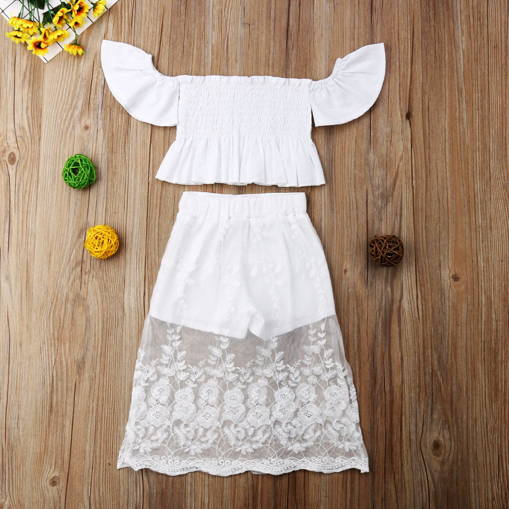 Set girls tube top doll shirt + mesh pants - Bellarte Enchanté Set girls tube top doll shirt + mesh pants