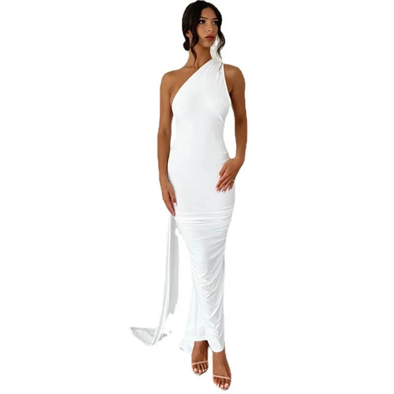 Sexy Backless Pleated Slim-fit Sleeveless Elegant Dress - Bellarte Enchanté Sexy Backless Pleated Slim-fit Sleeveless Elegant Dress