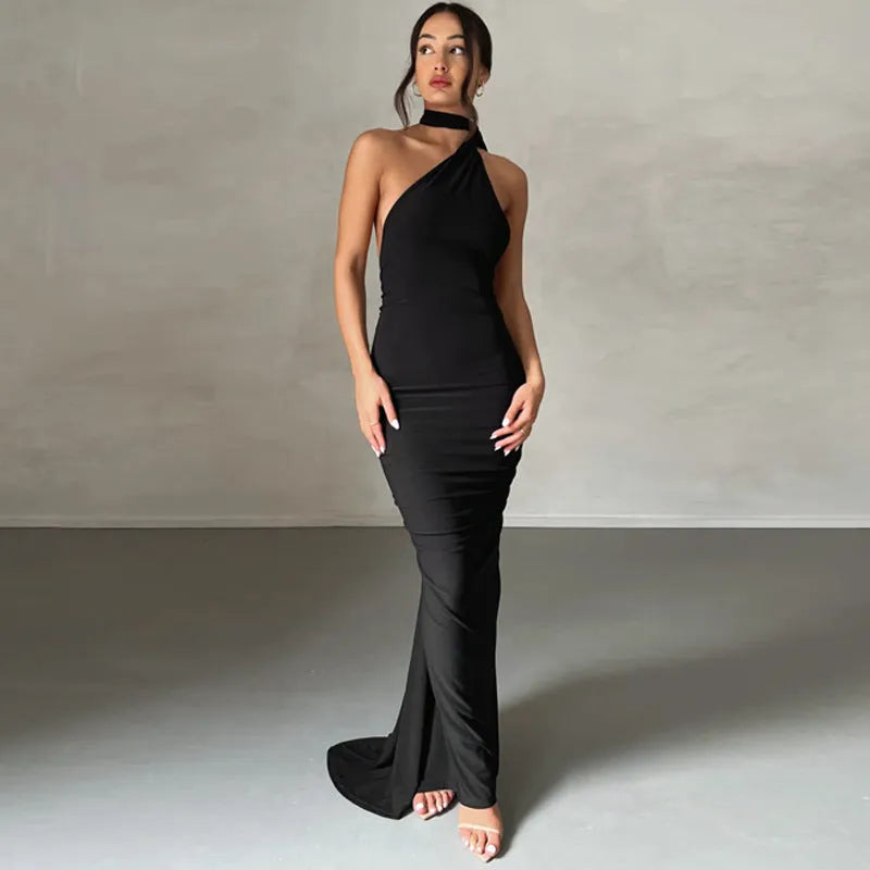 Sexy Backless Pleated Slim-fit Sleeveless Elegant Dress - Bellarte Enchanté Sexy Backless Pleated Slim-fit Sleeveless Elegant Dress