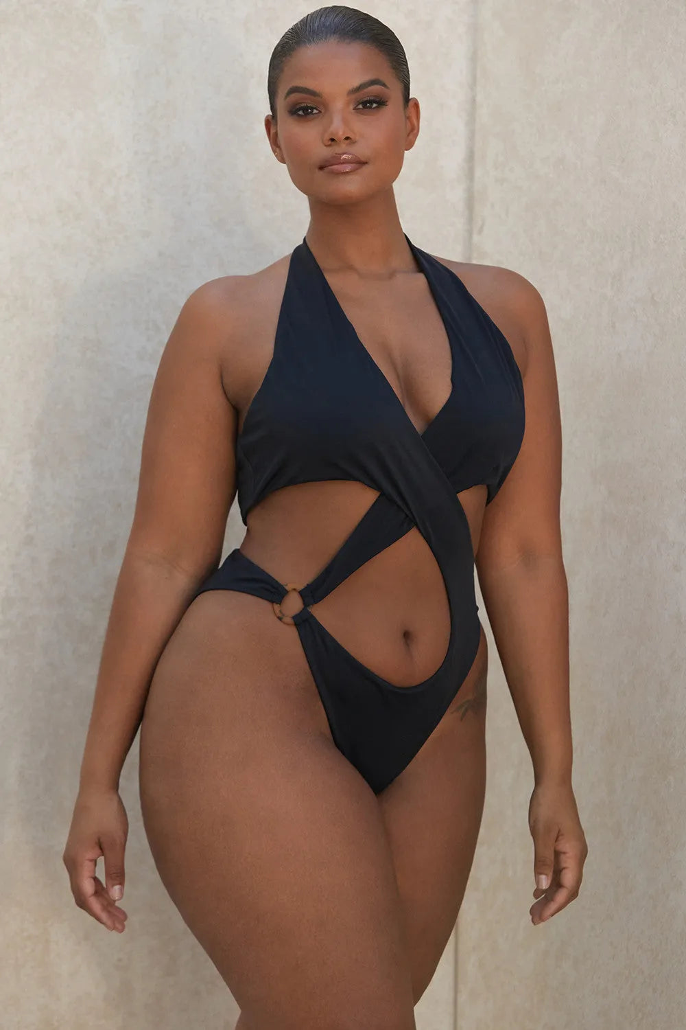 Sexy One-Piece Swimsuit Women's Solid Color Cross Hollow Large Size Bikini Bikini Swimwear - Bellarte Enchanté Sexy One-Piece Swimsuit Women's Solid Color Cross Hollow Large Size Bikini Bikini Swimwear