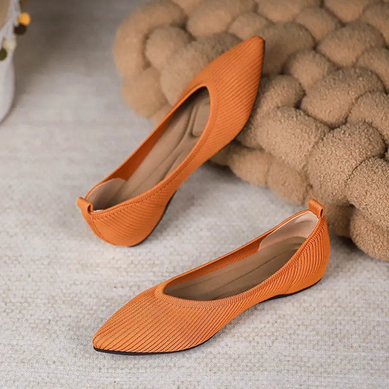 Shallow Mouth Knitted Woven Flat Pumps Women - Bellarte Enchanté Shallow Mouth Knitted Woven Flat Pumps Women