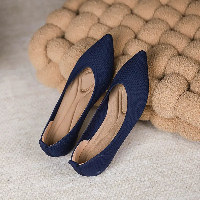 Shallow Mouth Knitted Woven Flat Pumps Women - Bellarte Enchanté Shallow Mouth Knitted Woven Flat Pumps Women