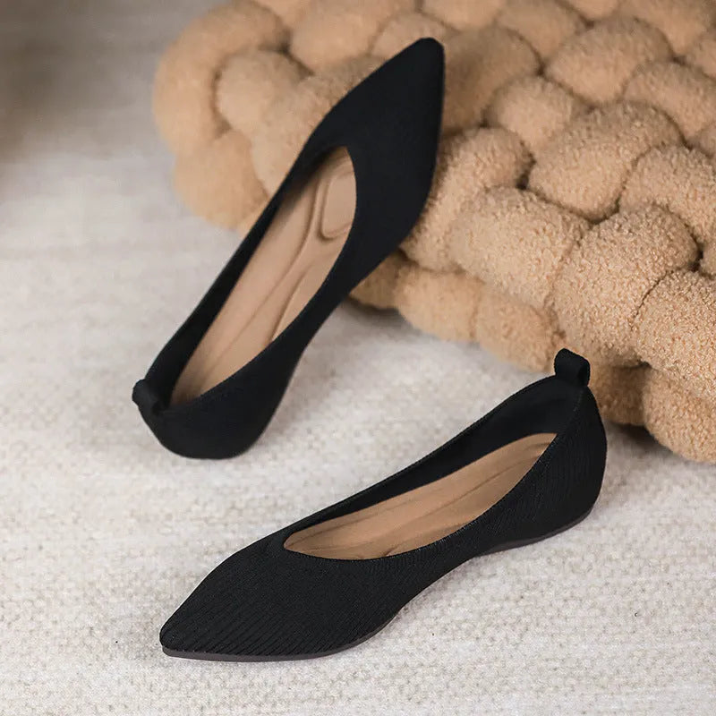 Shallow Mouth Knitted Woven Flat Pumps Women - Bellarte Enchanté Shallow Mouth Knitted Woven Flat Pumps Women