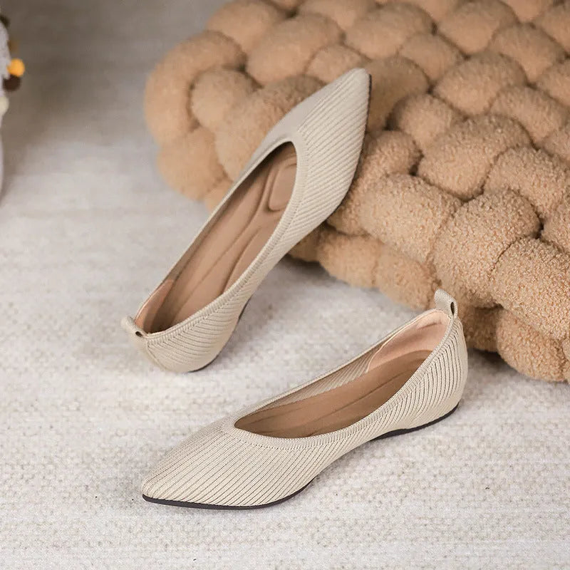 Shallow Mouth Knitted Woven Flat Pumps Women - Bellarte Enchanté Shallow Mouth Knitted Woven Flat Pumps Women
