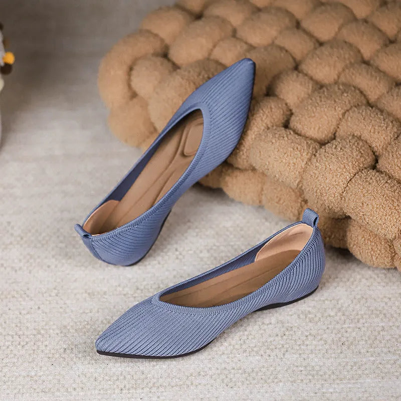 Shallow Mouth Knitted Woven Flat Pumps Women - Bellarte Enchanté Shallow Mouth Knitted Woven Flat Pumps Women