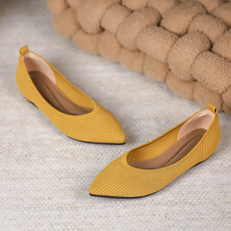 Shallow Mouth Knitted Woven Flat Pumps Women - Bellarte Enchanté Shallow Mouth Knitted Woven Flat Pumps Women