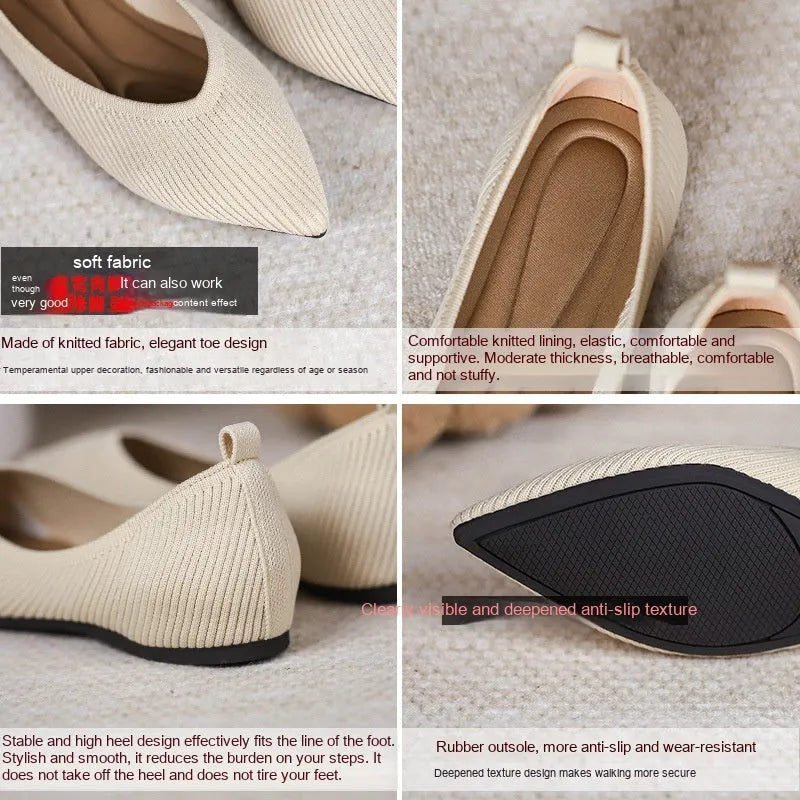 Shallow Mouth Knitted Woven Flat Pumps Women - Bellarte Enchanté Shallow Mouth Knitted Woven Flat Pumps Women