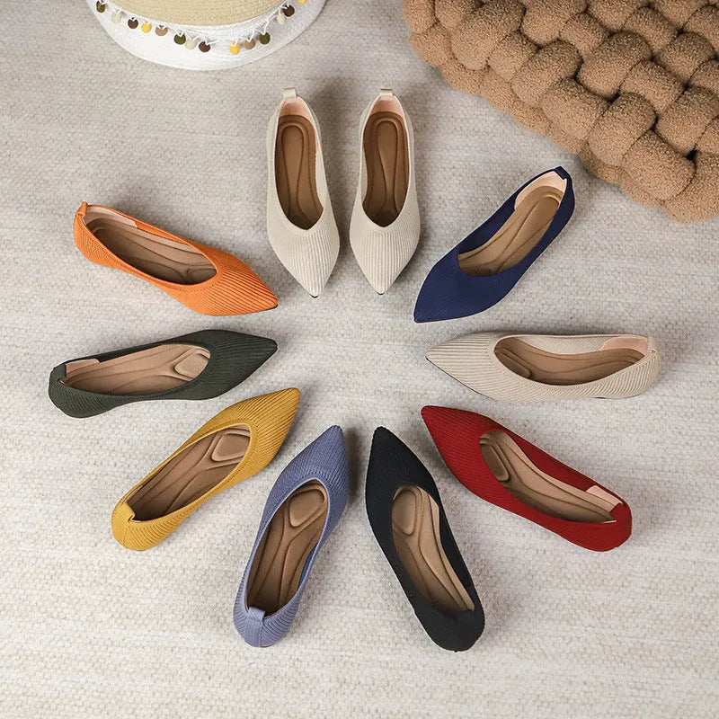 Shallow Mouth Knitted Woven Flat Pumps Women - Bellarte Enchanté Shallow Mouth Knitted Woven Flat Pumps Women