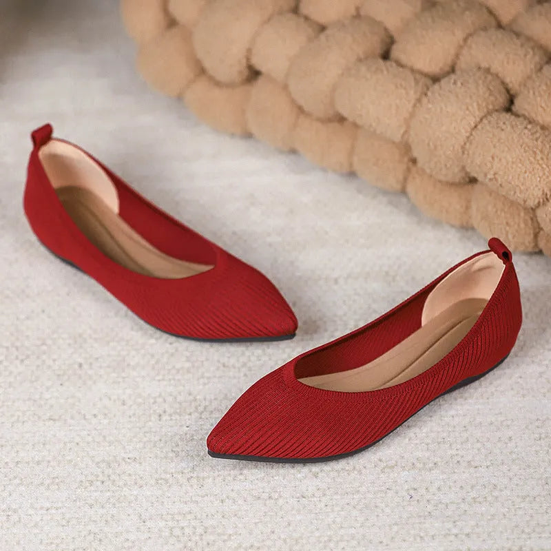 Shallow Mouth Knitted Woven Flat Pumps Women - Bellarte Enchanté Shallow Mouth Knitted Woven Flat Pumps Women