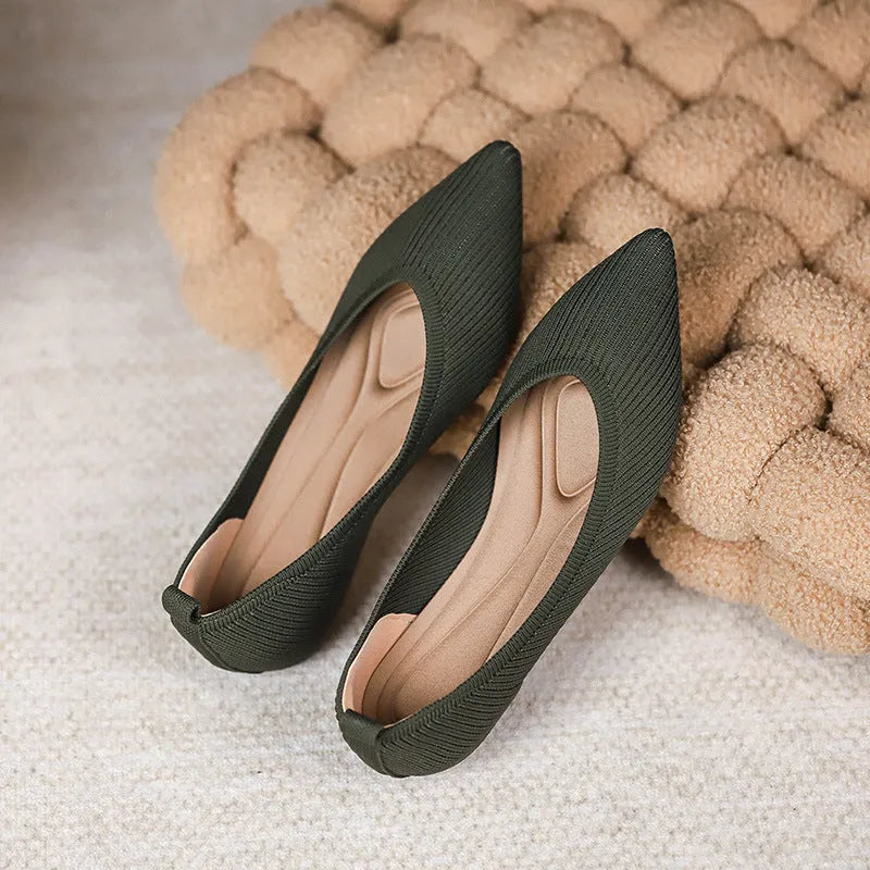 Shallow Mouth Knitted Woven Flat Pumps Women - Bellarte Enchanté Shallow Mouth Knitted Woven Flat Pumps Women
