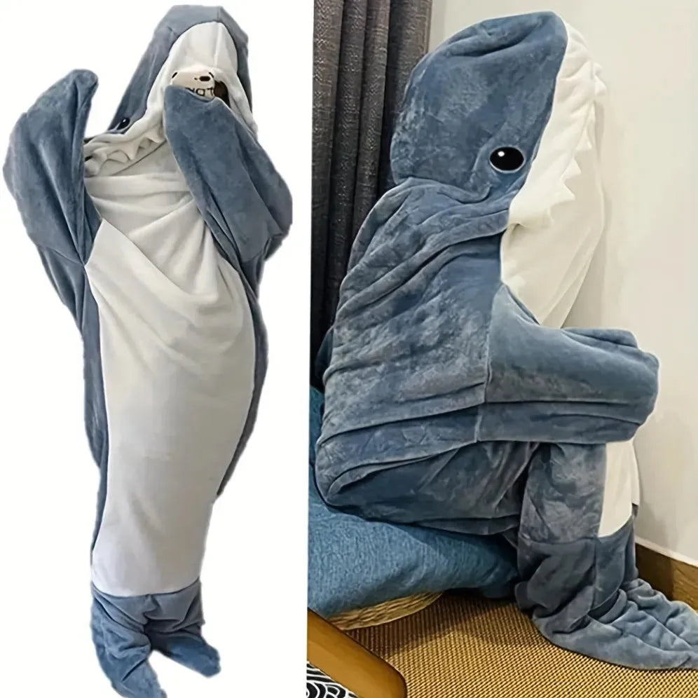 Shark Onesie Blanket For Adults, Shark Blanket Hoodie, Shark Blanket Super Soft Cozy Flannel, Boys Girls Cosplay Costume Sleeping Bag For Night - Bellarte Enchanté Shark Onesie Blanket For Adults, Shark Blanket Hoodie, Shark Blanket Super Soft Cozy Flannel, Boys Girls Cosplay Costume Sleeping Bag For Night
