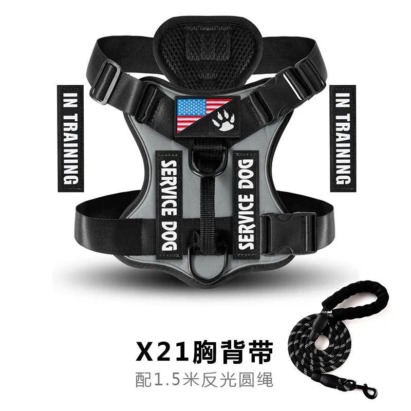 Shock Absorption Night Vision Reflective Pet Tactical Chest Strap - Bellarte Enchanté Shock Absorption Night Vision Reflective Pet Tactical Chest Strap