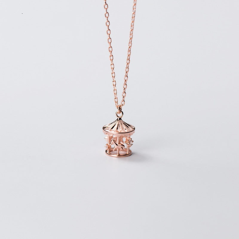 Silver Diamond Carousel Necklace Female Cute - Bellarte Enchanté Silver Diamond Carousel Necklace Female Cute