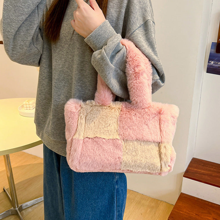 Simple Large Capacity New Lamb Wool Bag For Women - Bellarte Enchanté Simple Large Capacity New Lamb Wool Bag For Women