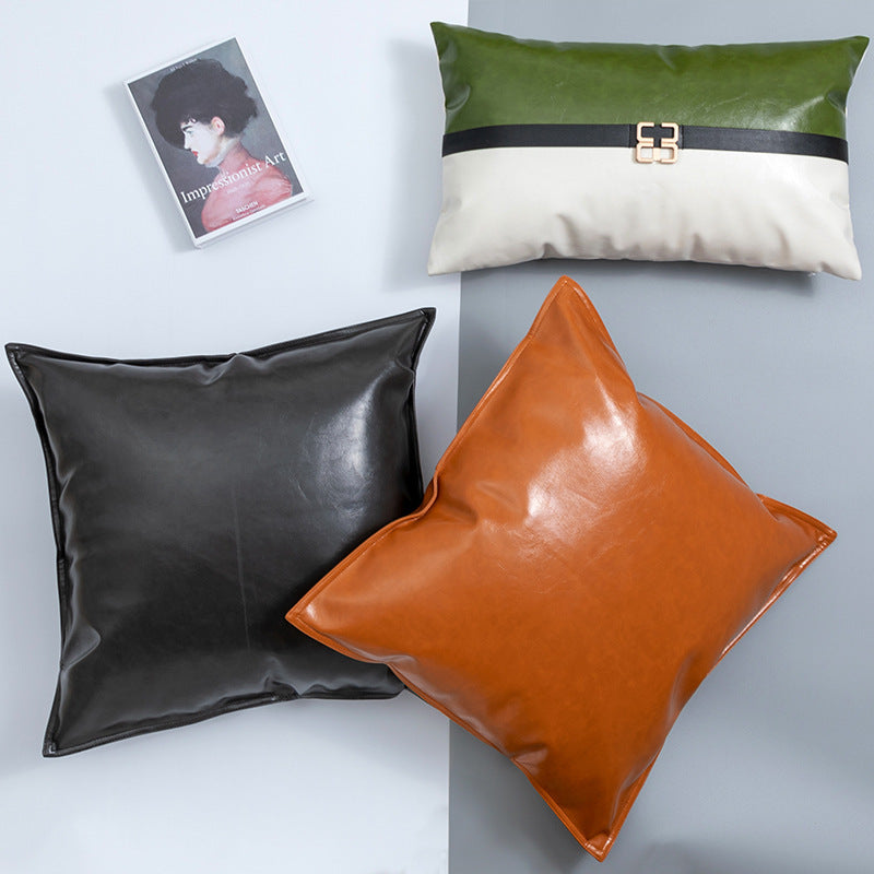 Simple Plain PU Leather Pillowcase For Living Room - Bellarte Enchanté Simple Plain PU Leather Pillowcase For Living Room
