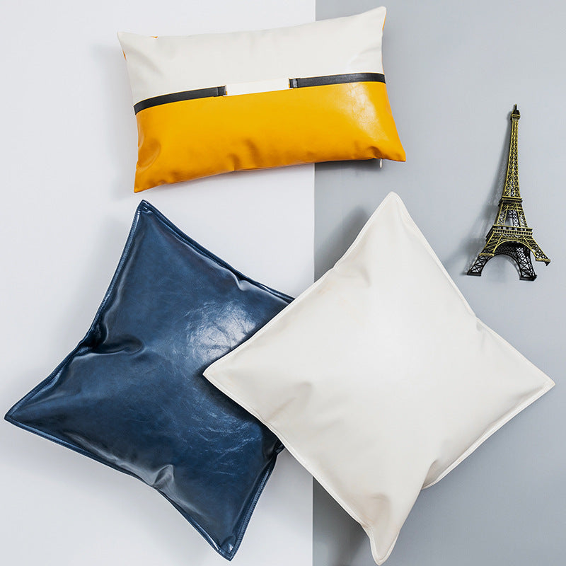 Simple Plain PU Leather Pillowcase For Living Room - Bellarte Enchanté Simple Plain PU Leather Pillowcase For Living Room