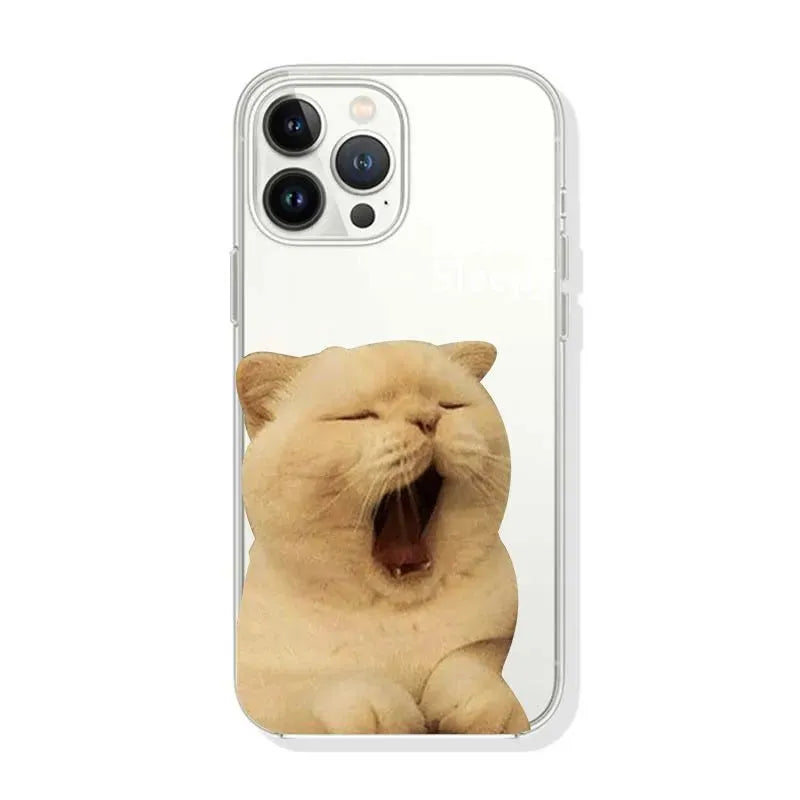 Simple Sleepy Yawn Cat Phone Case - Bellarte Enchanté Simple Sleepy Yawn Cat Phone Case