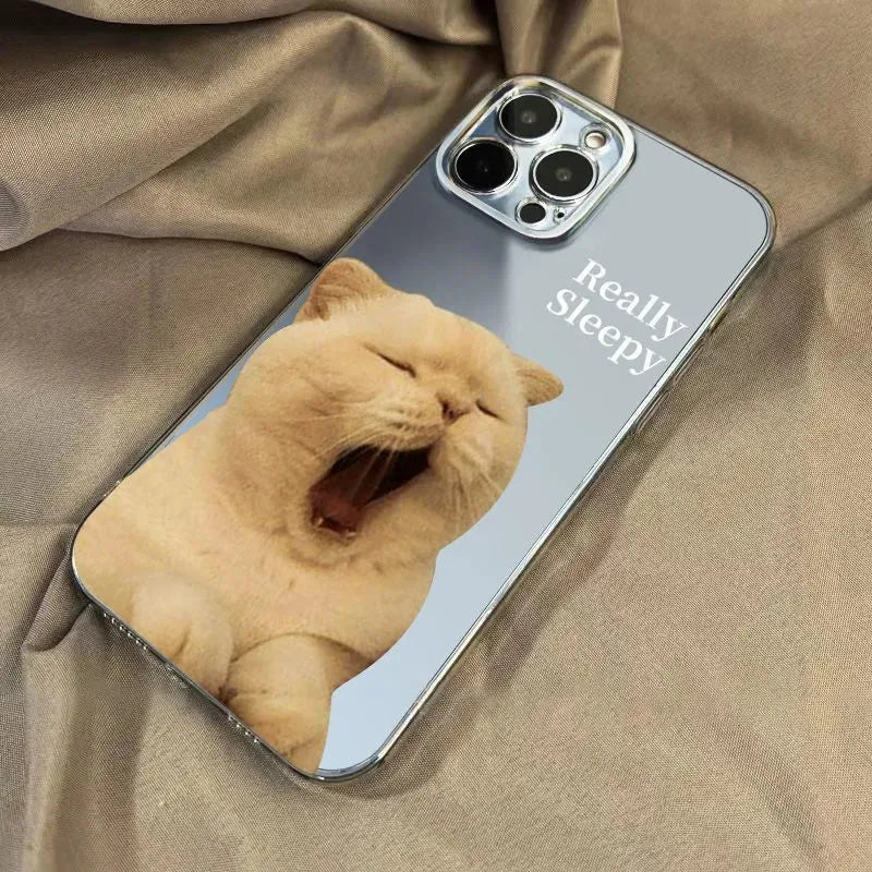 Simple Sleepy Yawn Cat Phone Case - Bellarte Enchanté Simple Sleepy Yawn Cat Phone Case