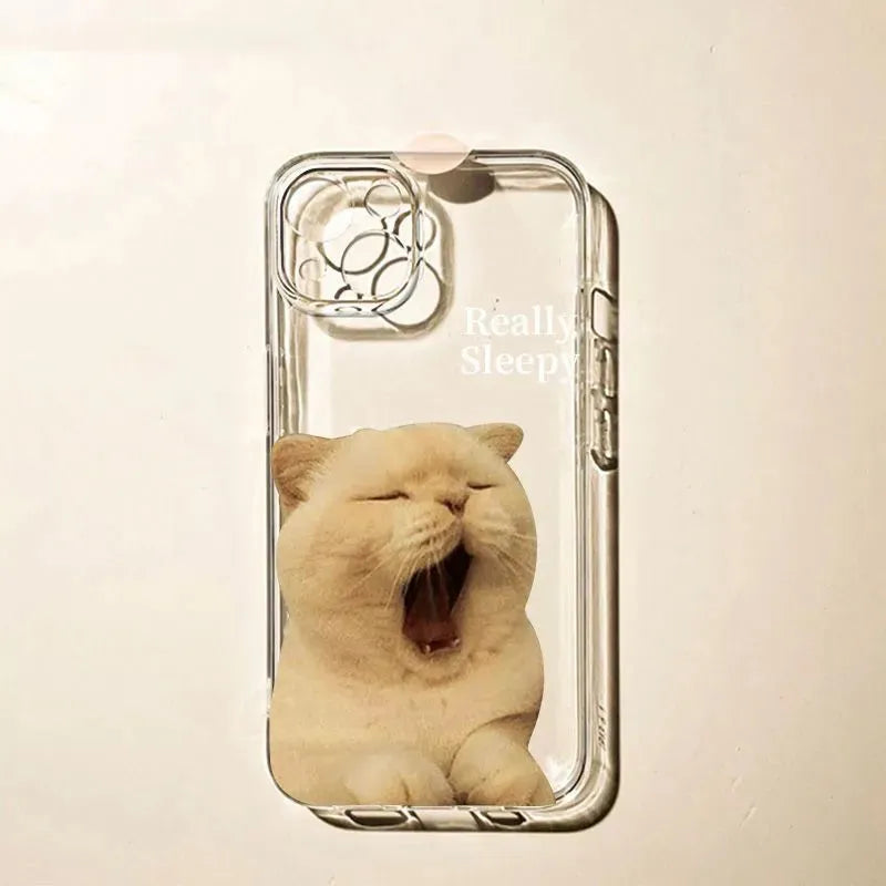 Simple Sleepy Yawn Cat Phone Case - Bellarte Enchanté Simple Sleepy Yawn Cat Phone Case