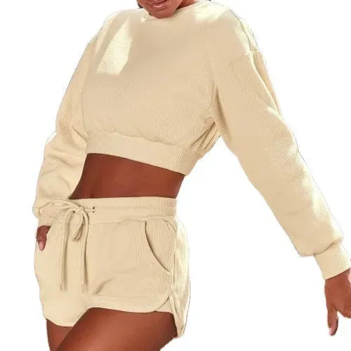 Sleeved Shorts Sports And Fitness Two-Piece Suit Women - Bellarte Enchanté Sleeved Shorts Sports And Fitness Two-Piece Suit Women